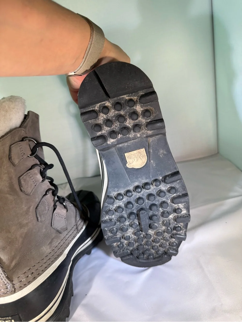 Sorel Kids Winter Lace-Up Snow Boots - Gray and Black with White Trim